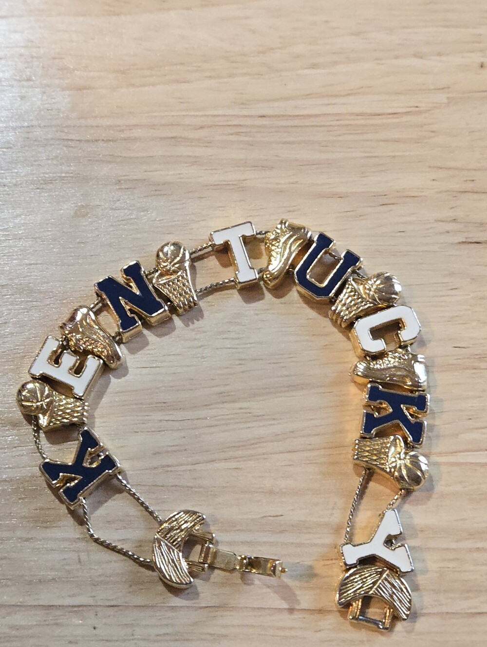 Vintage Gold KENTUCKY Basketball Slide Charm Bracelet